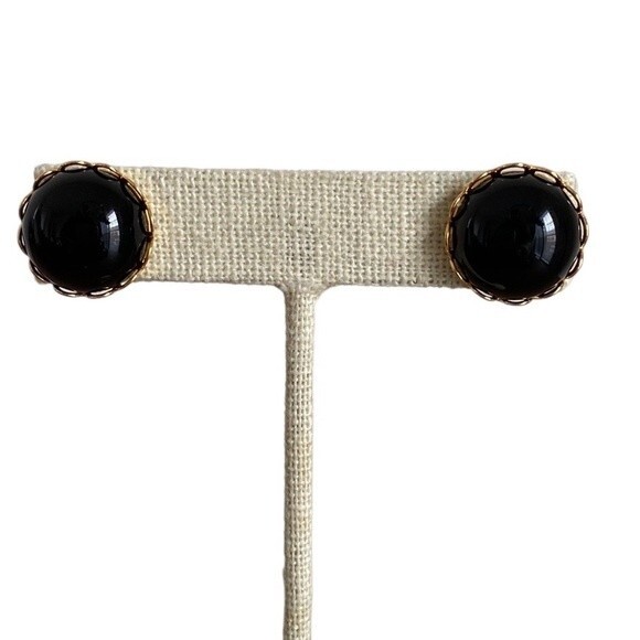 Faux Pearl Button Pierced Earrings Set of 3 in Gold, Cream & Black - Picture 4 of 11